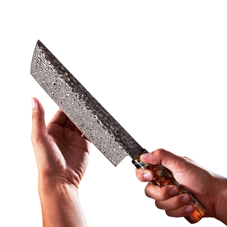 Damaškový nůž Nakiri Iron Wood + Abalone shell 1